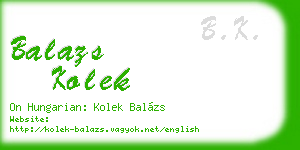 balazs kolek business card