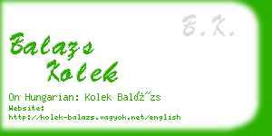 balazs kolek business card